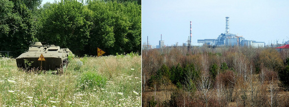 除染に使われた軍用車両 [2010]（※2）／チェルノブイリ原子力発電所4号炉 [2006]（※3）