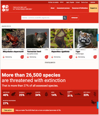 IUCN（英語サイト）Red List of Threatened Species