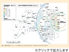 図：福島県の森林における空間線量率の分布